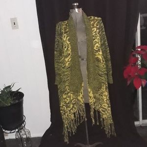 Yellow animal print cardigan